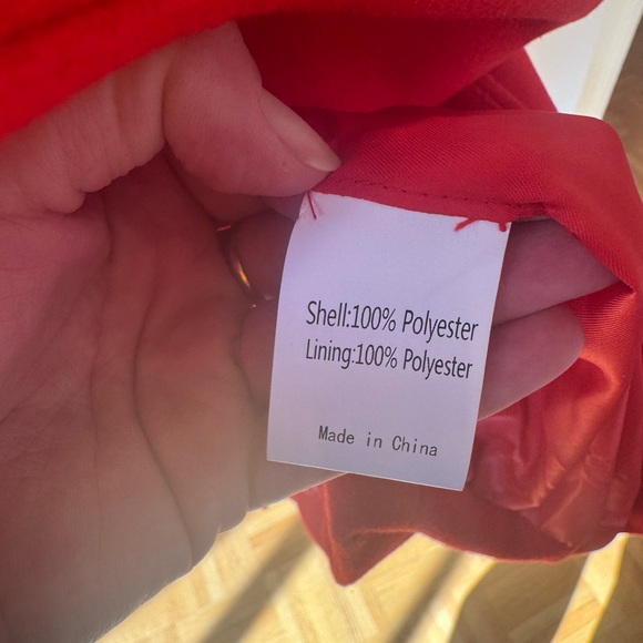 Allegra K Solid red Winter  Long Warm Pocketed Pea Coat size medium - Picture 5 of 7